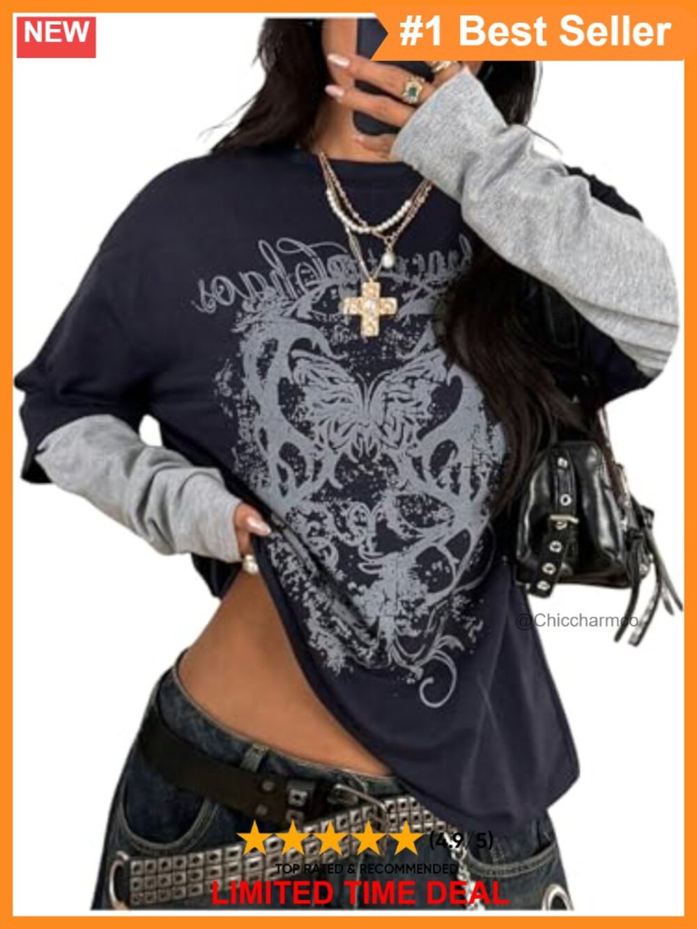 Oversized Y2K Gothic Graphic Long Sleeve Tee